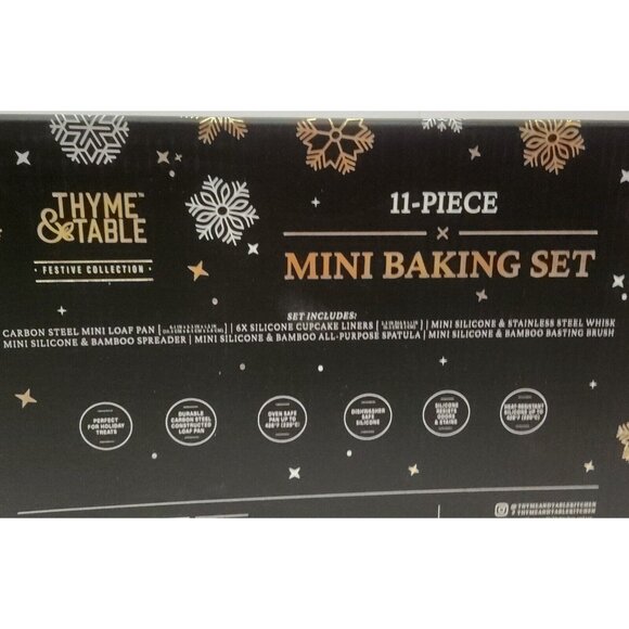 Thyme & Table black gold 11pc MINI BAKING SET loaf pan silicone whisk spatula - Picture 8 of 10